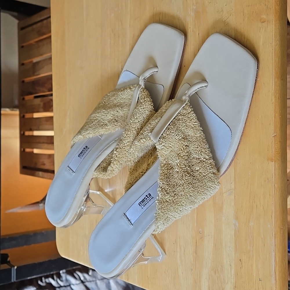 Miista cream terry slide